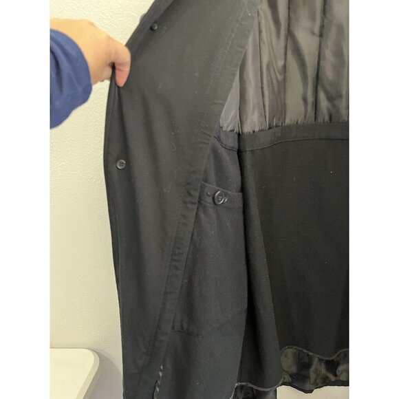 Express men medium double layer removable trench coat black button close pockets - Picture 10 of 15